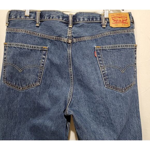 Levis 550 Jeans Mens 42x32 Blue Denim Regular Straight Leg Red Tab EUC Jeans‎ - Picture 3 of 16